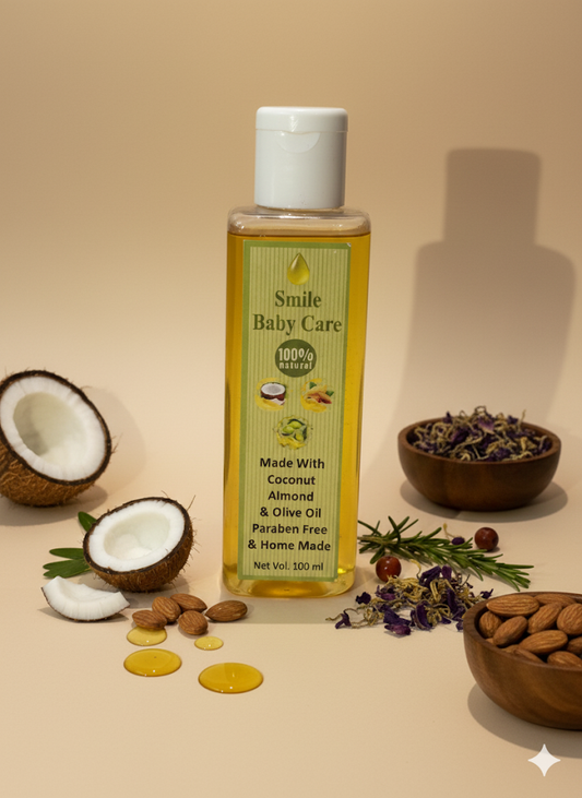 Smile Care Baby Massage Oil – Made with Coconut, Almond & Olive Oil